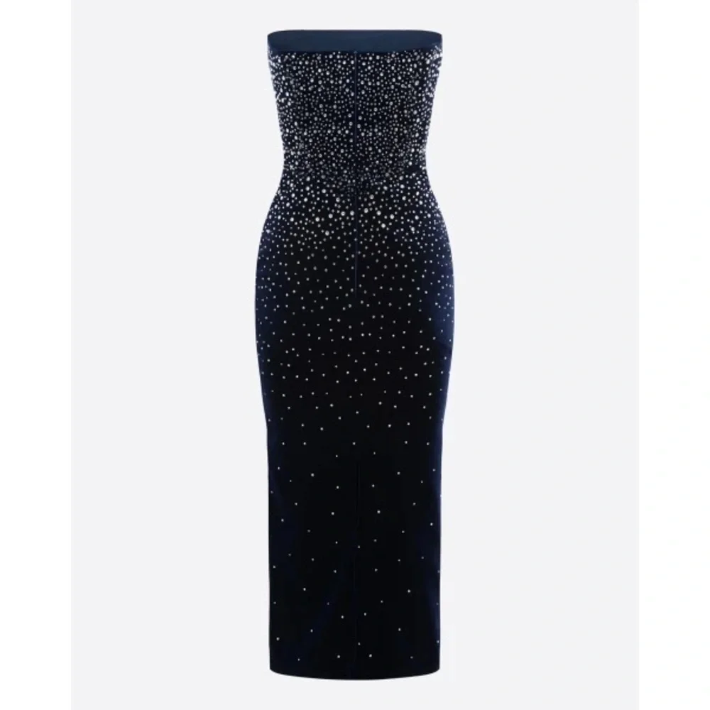 Alex Perry NWOT Crystal Velvet Midi Dress in Midnight - Picture 7 of 7